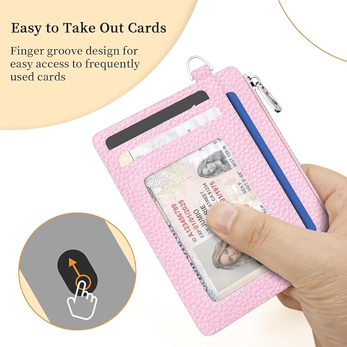 Hancynir Slim Wallet Women Credit Card Holder Minimalist RFID Blocking Small Mini Card Case Front Pocket PU Leather Thin Travel Zipper Coin Cash ID Window Ladies Female Wallet Gifts