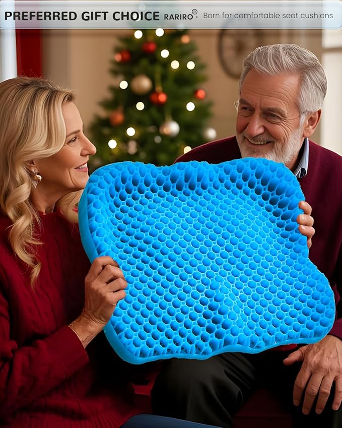 Thickened Gel Seat Cushion, Egg Gel Chair Pads for Wheelchair Pressure Coccyx Sciatica Pain Relief, Cooling Desk Seat Cushion for Kayak, Car, Office Chair Long Sitting[Blue-2.75"]