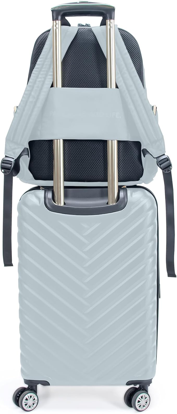 Kenneth Cole REACTION Madison Square Lightweight Hardside Chevron Expandable Spinner Luggage, Slate, 2-Piece (20" Carry On + Sophie Backpack)