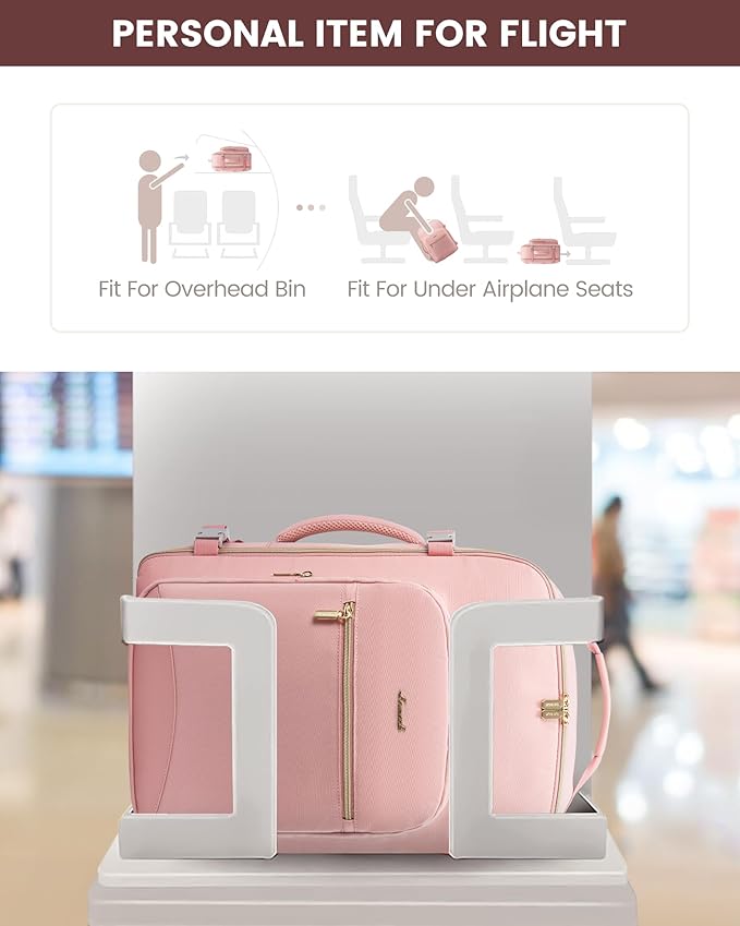 LOVEVOOK Travel Backpack for Women & Men 40L,Airline Approved Carry On Backpack Travel Essentials,TSA Carry on Luggage,Waterproof Personal Item Travel Bag,Suitcase with 3 Packing Cubes,Pink-Pink