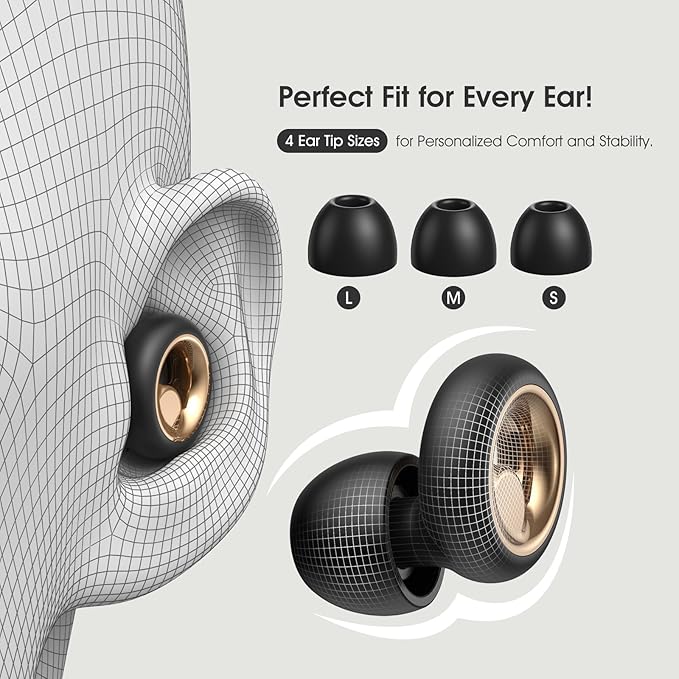 Ear Plugs for Sleeping, 45dB Noise Cancelling Ear Plugs, Reusable Silicone Earplugs for Noise Reduction with 8 Tips, Soft Earplugs for Snoring, Side Sleepers, Concerts, Travel, Work (Black)
