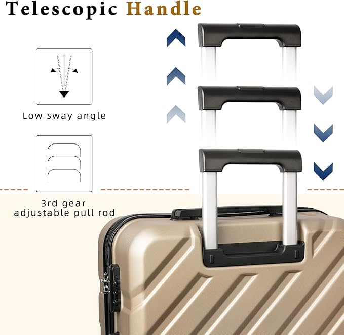 Luggage Sets 5 Piece,Suitcases with Wheels, Hard Case Luggage with Detachable Spinner Wheels,Carry On Luggage Set (5 Piece Sets (20"/24"/28"/DB/TB))