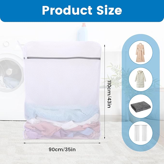 2 Pack XXX-Large Mesh Laundry Bags for Delicates, 35 x 43 Inches Reusable Laundry Bag Durable Wash Bags for Washing Machine for College, Family, Travel, Storage