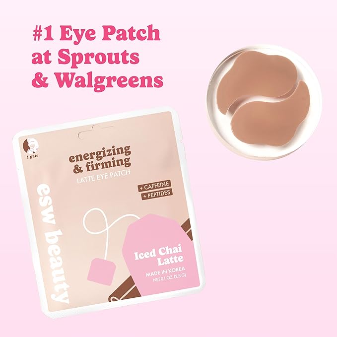 ESW Beauty Iced Chai Latte Under Eye Patches – Energizing & Firming - Soothing with Chai, Caffeine & Peptides for Tired Under Eyes & Dark Circles