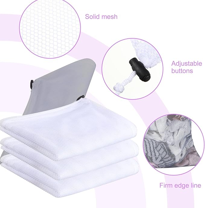 Berlune Large Mesh Laundry Bags, 24 x 36 Inch Bulk Wash Set with Drawstring for Commercial Use, Dorms, Vacation Rentals, Laundromats, Apartments & Facilities(White, Gray,30)