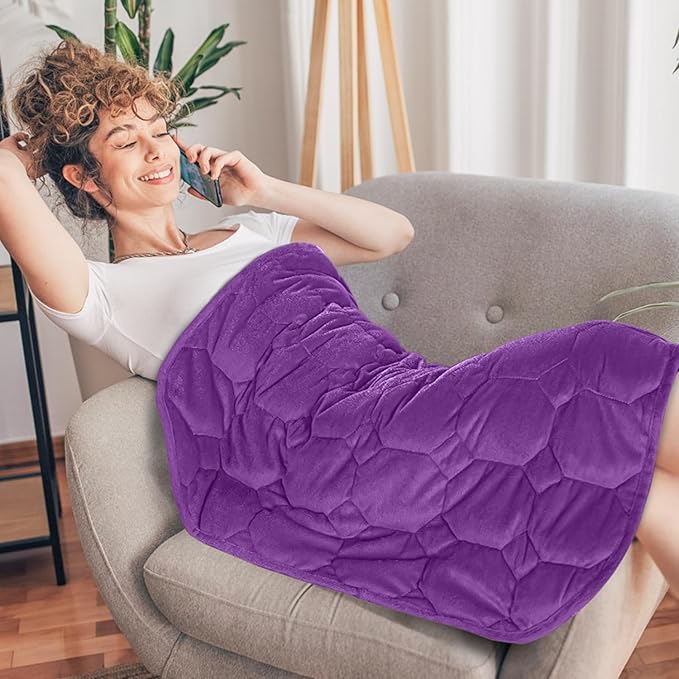 Topblan Weighted Lap Blanket 7lbs for Adults, Small Weighted Blanket Throw for Napping, Relaxation, Calming and Travel, Skin Friendly & Machine Washable for All-Season, Dark Purple 24x29 inches