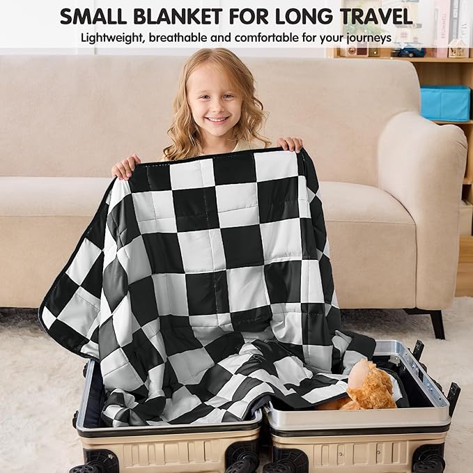 yescool Black Checkered Weighted Blanket 5 Pounds Plaid Weighted Throw Blanket, Heavy Blanket for Sleeping, Tartan Bed Blanket Gifts for 40-60lbs, 36"x48"