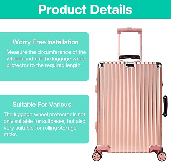 Thinp 8 Pcs Luggage Wheel Covers, Silicone Luggage Wheel Protector Covers for 2-2.4" Spinner Wheels Noise-Reducing Suitcase Wheels Protective for SuitcaseWheel Essential Travel Accessories(Black)