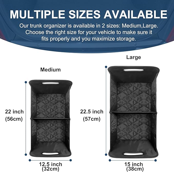 Deosk Car Trunk Organizer for SUVs, Cars and Trucks with 6 Big Pockets, Waterproof Polyester Storage Box