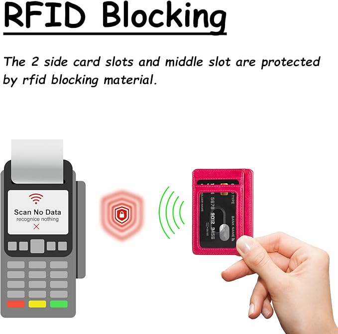 TOURSUIT Travel Minimalist Slim Front Pocket Wallet for Men Women, RFID Blocking Credit Card Holder Case (Rose Red)