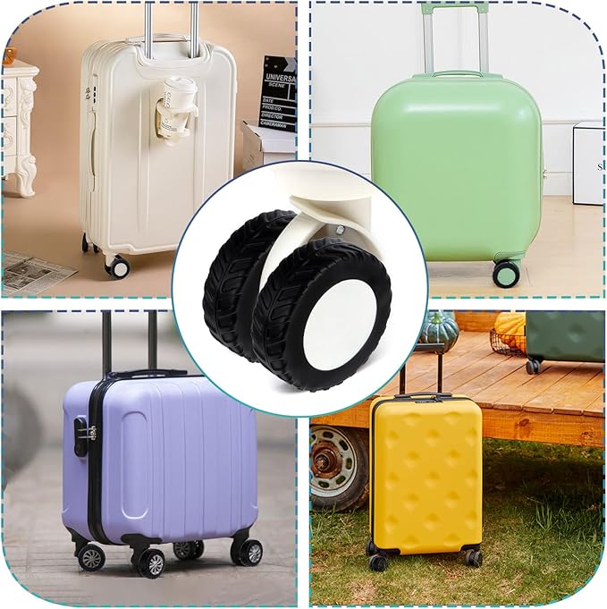Ymapinc 8Pcs Luggage Wheel Covers Protector, Anti Slip Suitcase Wheel for 2.1-2.4 Inch Wheels Carry On Travel Luggages Replacement Accessories(Silicone, Black)