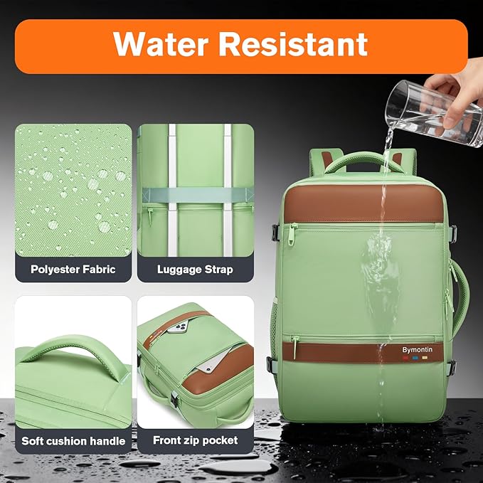 Smart Suitcase-style Laptop Backpack, 25L / 35L Practical Travel Bag for Work, Leisure & Flight, Luggage-Style Commuter Pack (Green, 35L)