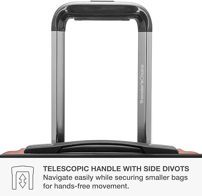 Traveler's Choice Archer Polycarbonate Hardside Spinner Luggage Set, Tie Down Straps, Orange, Carry-On 21-Inch