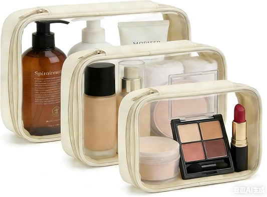 Clear Makeup Bags with Zipper, TSA Approved Travel Toiletry Bag,Clear Cosmetic Bag, Waterproof Make Up Bag for Women, Car Bag Organizer & Car Organization Essentials