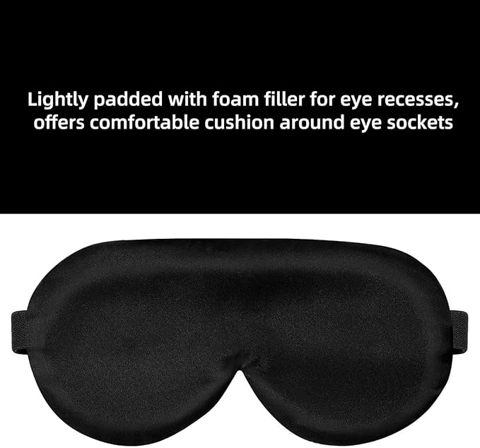 Alaska Bear Sleep Mask Silk Eye Cover with Shaped Padding for Pressure-Free Sleeping, Foam Insert, Upgrade Contour Over Conventional Flat Satin Eye Masks, Machine Washable