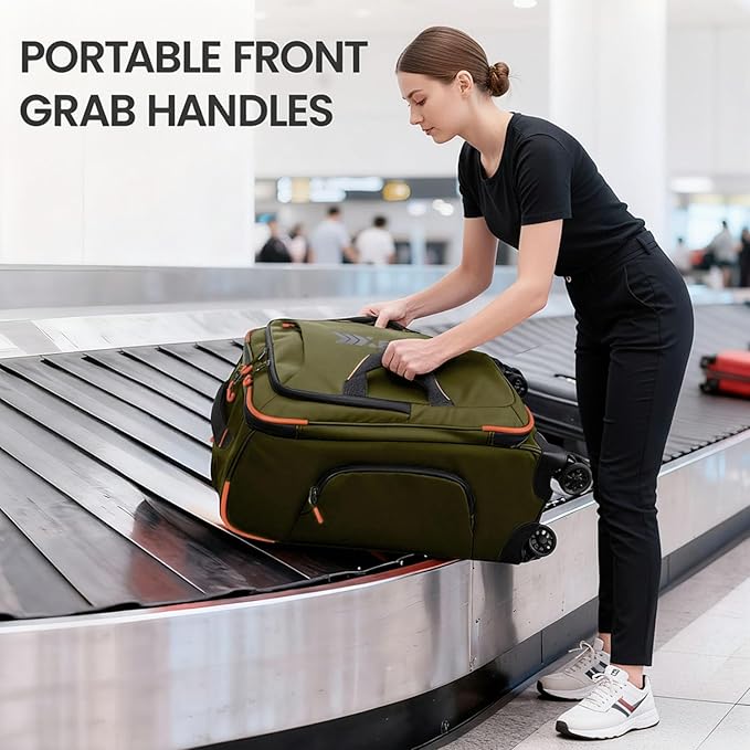 3-Piece Softside Upright Luggage Set with Front Open Pocket, Lightweight and Waterproof Durable Suitcase Sets Double Spinner Wheels（Green, 22in/26in/30in）