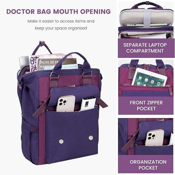 LOVEVOOK Laptop Backpack, Travel Bag with 17.3 inch Laptop Compartment, Water Resistant Teacher Nurse Doctor Work Bag, Anti-theft Daypack, Purple Blue