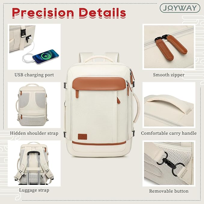 Joyway Expandable Luggage Sets 5 Piece, Lightweight Hard Shell Travel Suitcase Set with Spinner Wheels and TSA Lock, White