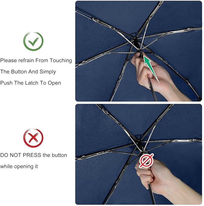 Lejorain Travel Mini Umbrella for Purse - Black Compact Durable Cool Teflon Light Weight Flat Backpacking Umbrella Portable Paraguas