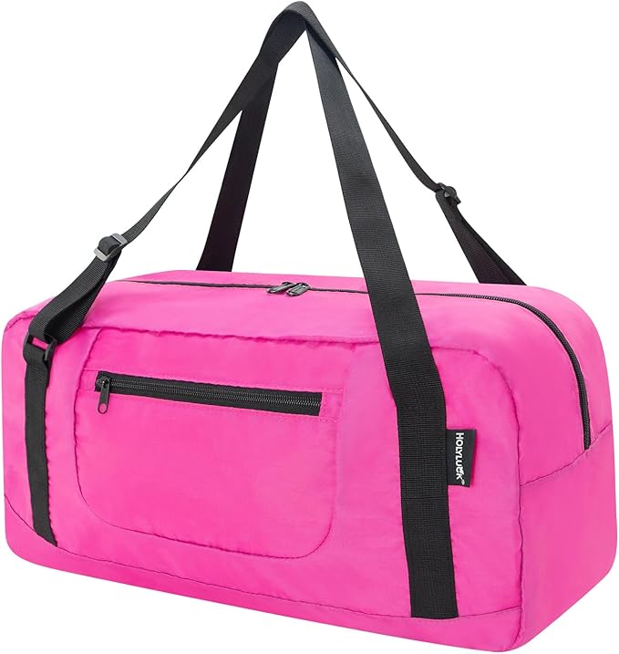 HOLYLUCK Foldable Travel Duffel Bag For Women & Men Luggage Great for Gym - Fuchsia