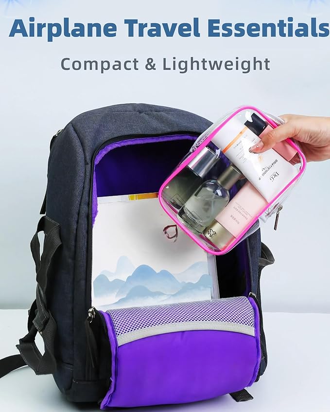 2 Packing Cubes 1 Quart Size Travel Bag TSA Approved Toiletry Bag Clear Small Purse Pouch International Long Flight Must Haves for Toiletries Makeup Liquids Airplane Europe Vacation Essentials