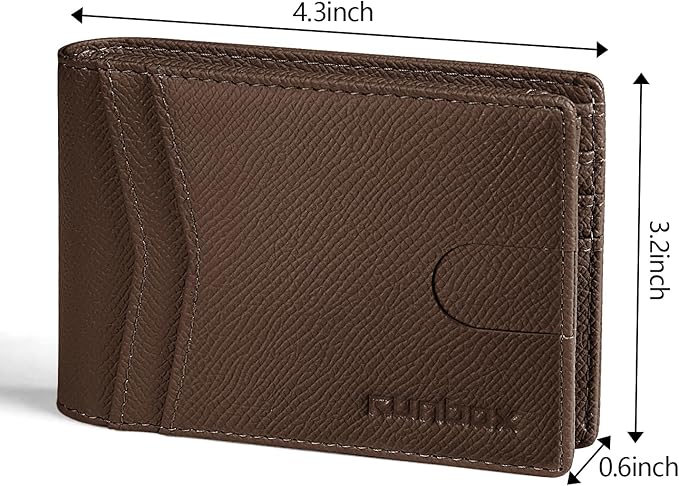 RUNBOX Wallet for Men Slim Rfid Leather 2 ID Window With Gift Box | Slim, Rfid, 2 ID Window, With Gift Box, Slim, Rfid