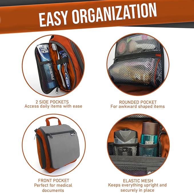 D&D Wanderlust D&D Hanging Travel Toiletry Bag for Men and Women – Cosmetics, Makeup and Toiletries Organizer Kit with 10 Compartments