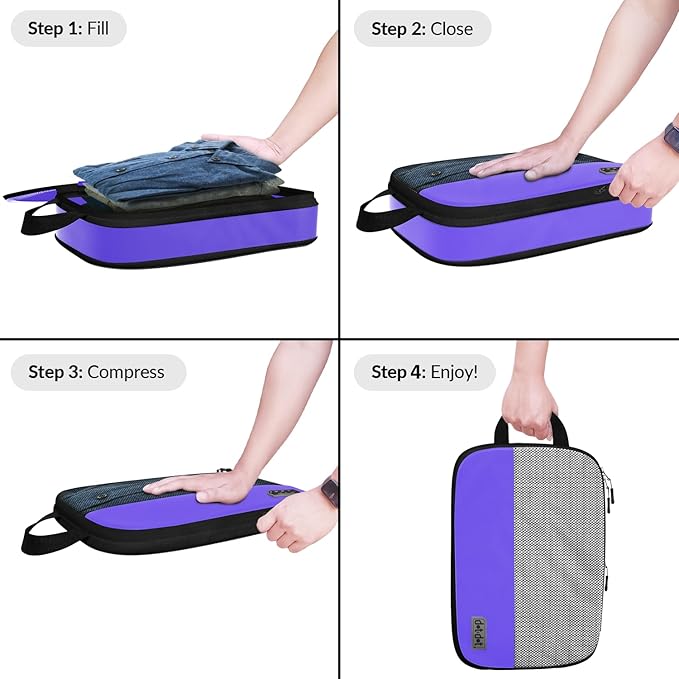 Large Packing Cubes for Travel - 5pc Packing Cubes for Suitcases - Lightweight Luggage Organizer Bags (Compression)