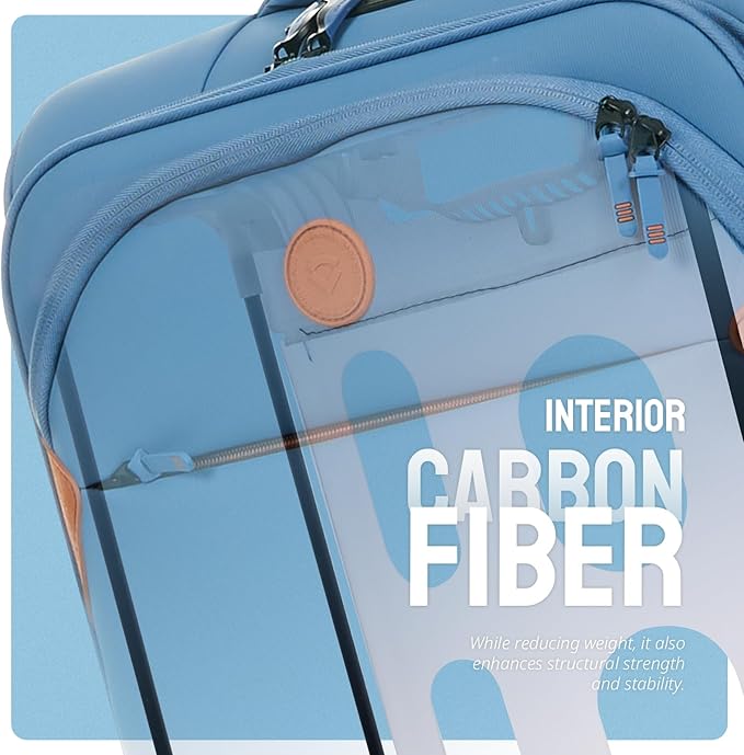 Verage Cambridge Lightweight Carry On Luggage,Softside Expandable Suitcase with Spinner Wheel (20-Inch, Harbor Blue)