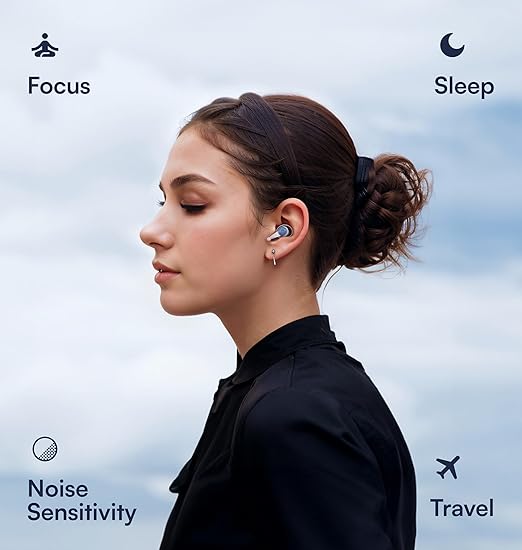 Sleep Ear Plugs Noise Reduction - 32 dB Ear Plugs for Sleeping Noise Cancelling (NRR 19), Ear Plugs for Concerts, 4 Size Soft Ear tips S/M/L/XL, 15s Ear Pressure Balance, Air Travel, Galloway Blue