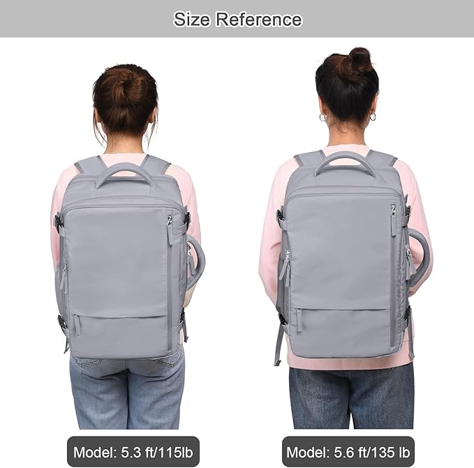 Travel Backpack for Women & Men, 40L Carry-On, 17-Inch Laptop, Waterproof, College Bookbag, Flight Approved
