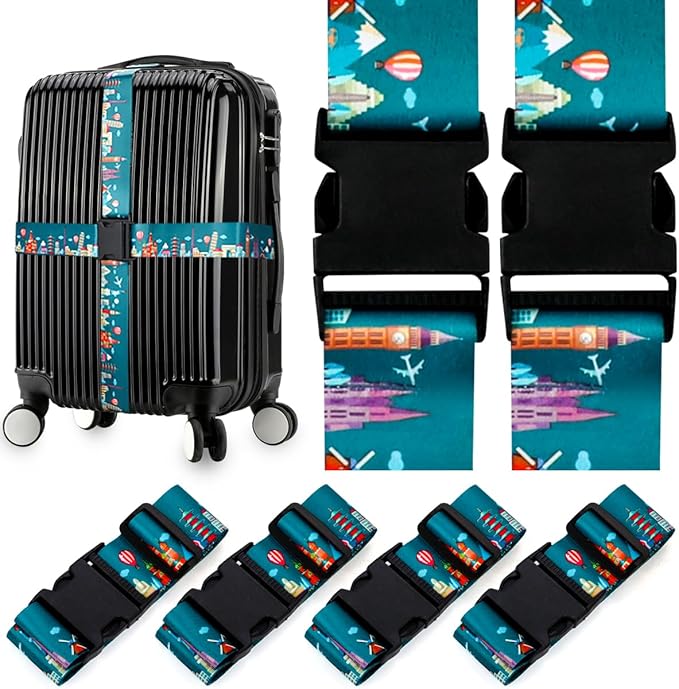 Adjustable Travel Luggage Strap Suitcase Belt Travel Bag Accessories 1.96 in W x 6.23 ft L