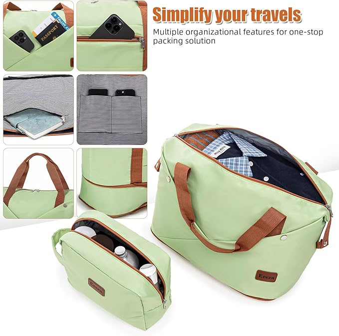 Carry on Luggage Sets 22x14x9 Airline Approved Durable Travel Luggage Suitcases with Wheels,ABS Hard Case Suitcases with Spinner Wheels,(LightGreen,3 Piece Sets(20"/DB/TB))