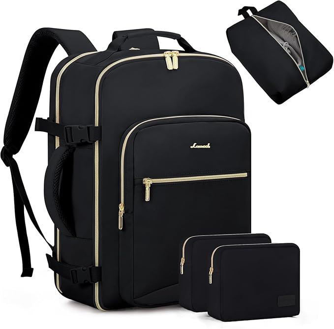 LOVEVOOK 50L Travel Backpack for Women Men,Waterproof Airline Approved Carry On Luggage Travel Essentials,TSA Carry On Backpack Personal Item Travel Bag Suitcase Weekender Traveling with Packing Cubes