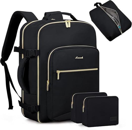 LOVEVOOK 50L Travel Backpack for Women Men,Waterproof Airline Approved Carry On Luggage Travel Essentials,TSA Carry On Backpack Personal Item Travel Bag Suitcase Weekender Traveling with Packing Cubes