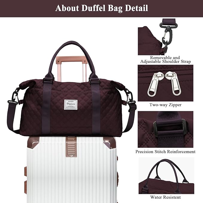 SYCNB Travel Duffel Bag for Women, Gym/Weekender/Carry-On Bags with Toiletry Bag & Adjustable Strap,Personal Item Bags