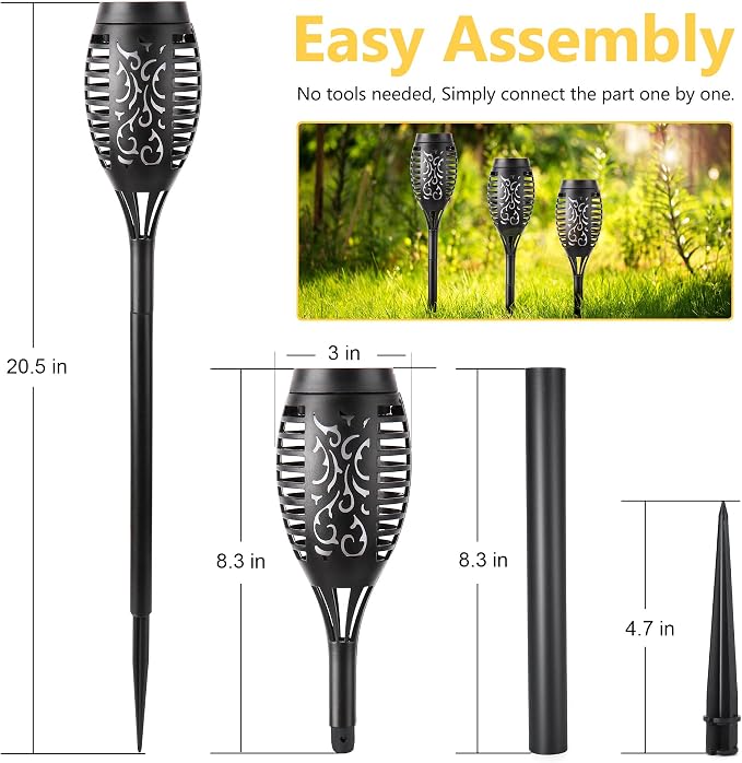 Toodour Solar Torch Flame Lights, 12 Pack Solar Lights Outdoor with Flickering Flame, Waterproof Patio Light Landscape Decoration Lighting for Garden, Lawn, Yard, Outdoor Decorations - Purple