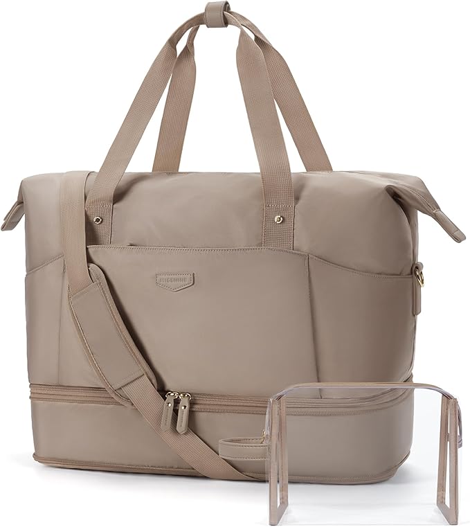 Missnine Weekender Bag for Women, Foldie Travel Bag Expandable with Shoes Compartment Travel Duffel 50L Carry on Overnight Gym