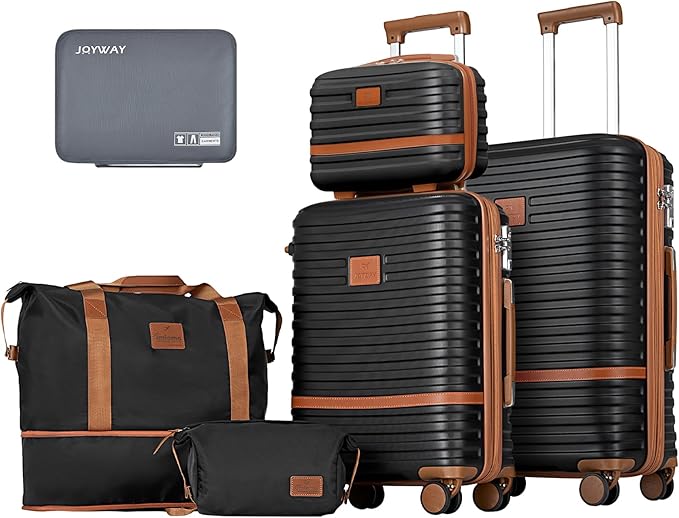 Joyway Carry on 20Inch &24 Inch Checked Luggage Set, 2-Piece Expandable Suitecase Set with Spinner Wheel, Hard Shell Suitcase with TSA Lock(Black)