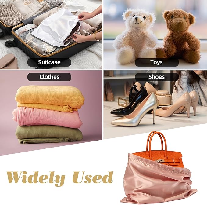 3 Pack Dust Bags for Purses and Handbags，Silk Purse Dust Bags for Storage， With Drawstring Large Dust Bags for Handbag， Dust Covers for Purse Shoes Boots