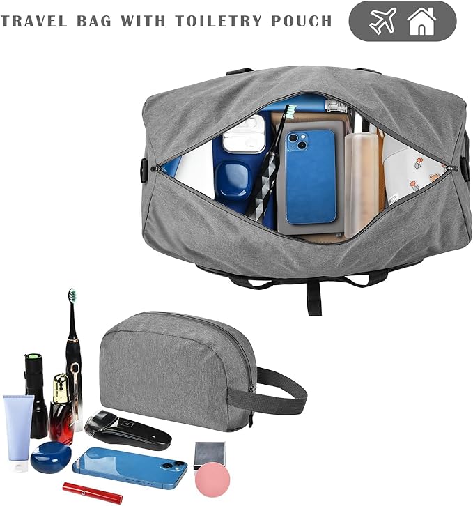 Felipe Varela Duffle Bag with Shoes Compartment and Adjustable Strap,Foldable Travel Duffel Bags for Men Women,Waterproof Duffel Bags