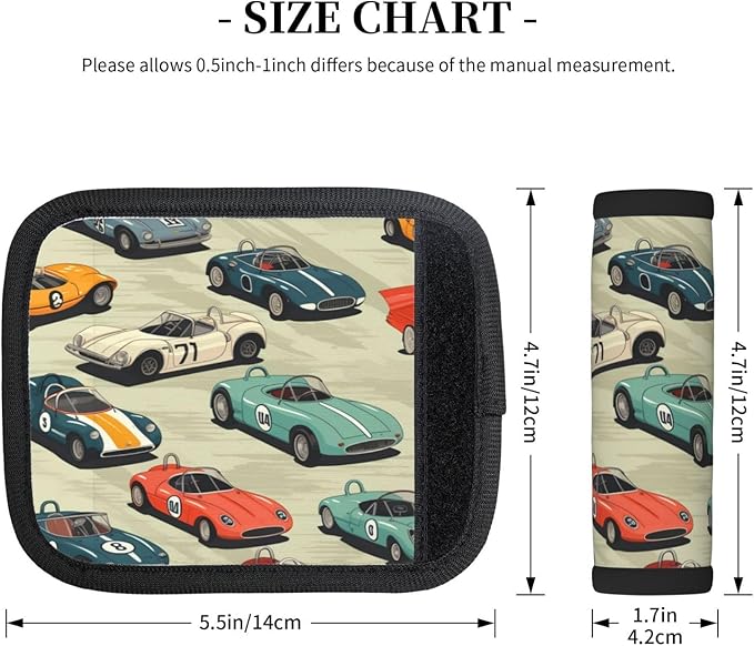 Luggage Handle Wraps Cool Race Cars Pattern Luggage Identifiers Soft Neoprene Luggage Handle Wraps For Suitcase Trolley Handle Grip Cover 2 Pack Luggage Tags