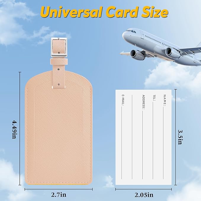 3 Pack Luggage Tags for Suitcases, TSA Approved Bag Tags, Baggage Tags with Privacy Protection, Travel Essentials Luggage Accessories, Pale Pink