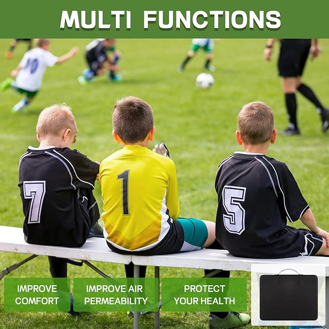 Multi-Functional Stadium Seat Cushions 2 Pack, Waterproof Oxford Filled with High Resilence Sponge, for Any Outdoor Events Use (Black)