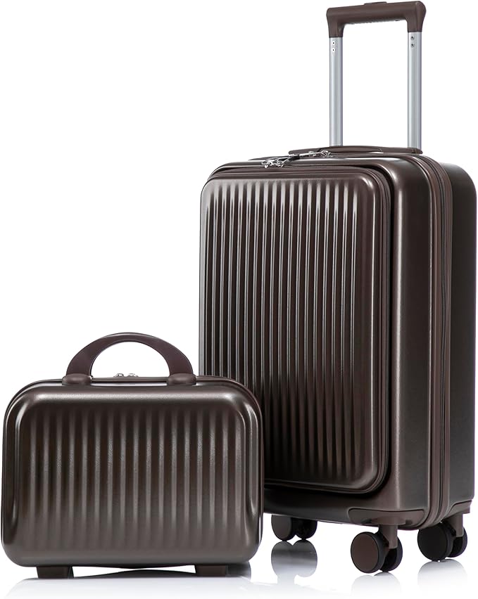 Hardside Luggage, Durable ABS Suitcase with Spinner Wheels, 20/14 Inch