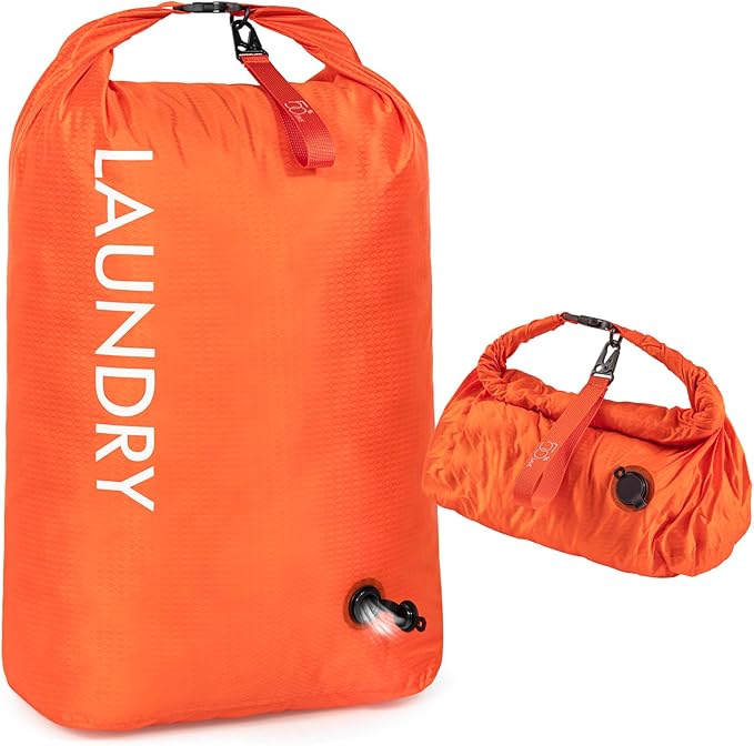 Travel Laundry Bag, Vacuum Compression Dirty Clothes Travel Bag, Waterproof Wet/Dry Space-Saving Laundry Storage Organizer, Smell Proof Storage Bag for Clothing, Swimming, Yoga, Gym, Camping