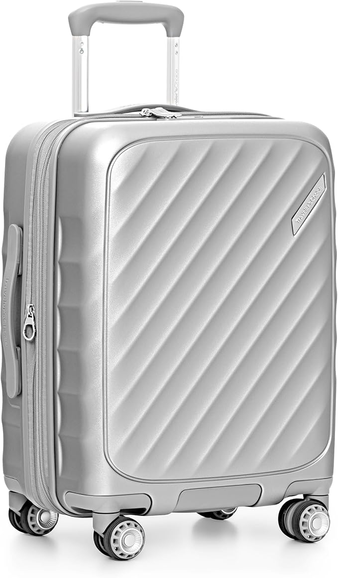 Traveler's Choice Elm 21" Carry-on Expandable Spinner Luggage Set - Matte Silver