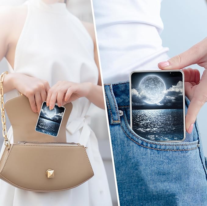 Pocket Mirror, Small Travel Mirror with Magnification, Portable Double-Sided Magnifying Cosmetic Mirror for Daily (Beautiful Starry Sky)