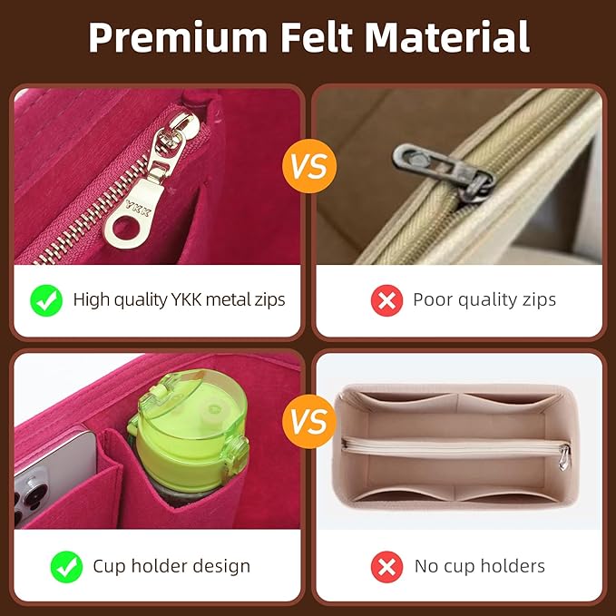 Doxo Longchamp Organizer Insert Compatible with Le pliage Large Medium Small Mini and More(L,Rosy)
