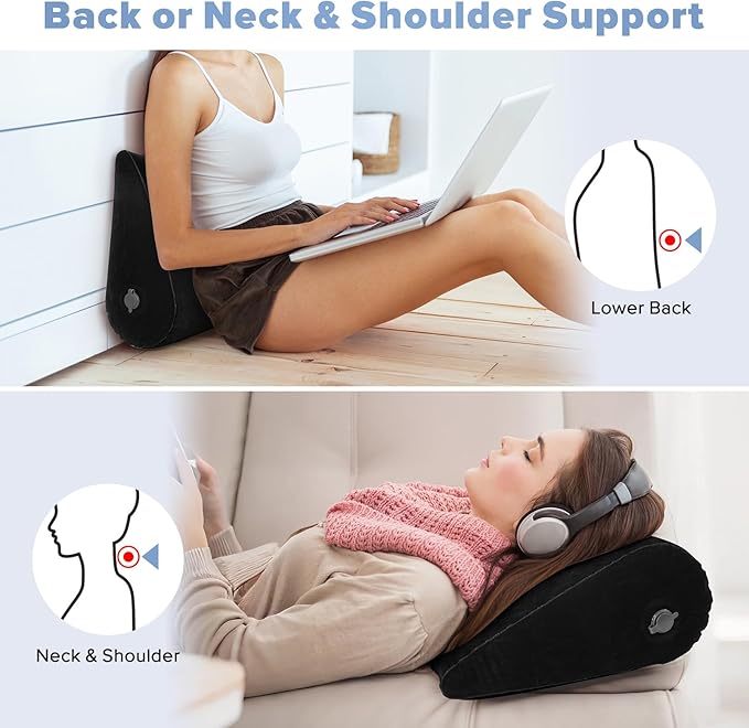 Inflatable Wedge Pillow for Traveling, Portable Blow up Travel Wedge Pillow for Sleeping in Bed, Fast Inflation & Deflation Inflatable Bed, Ideal for Home, Travel, and Outdoor
